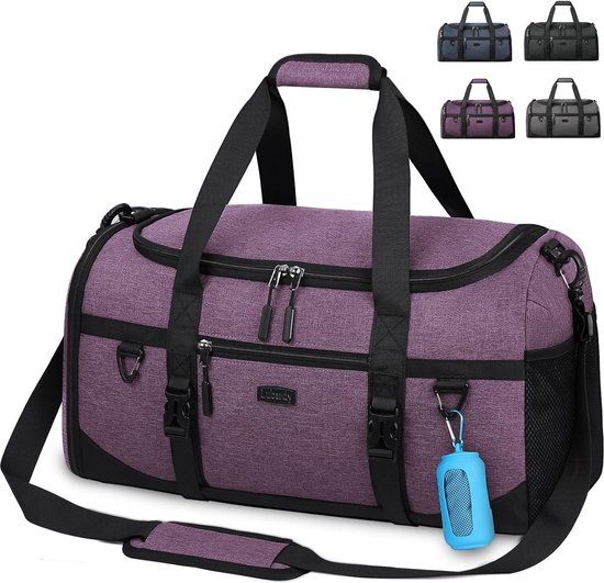 Lubardy Sporttas, reistas, groot 40L, waterdicht met sporthanddoek, schoenenvak, vak voor natgewassen kleding, weekendtas, zwemtas, trainingstas, dames en heren, gymtas, zwart, grijs, 40L UK, Sportief