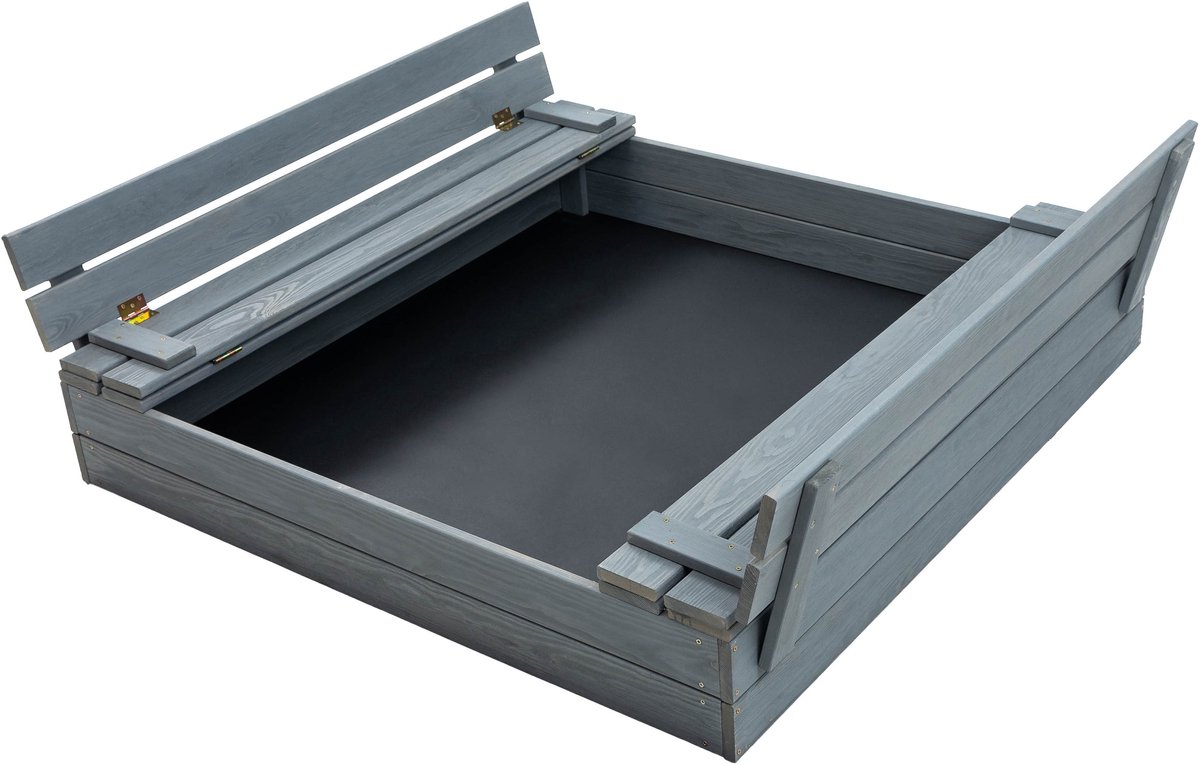 Afsluitbare XL Zandbak met Banken 140x140 cm – GECERTIFICEERD & GEÏMPREGNEERD HOUT | Incl. Afdekzeil & Gronddoek | Voor 2-3 Kinderen — afbeelding 4