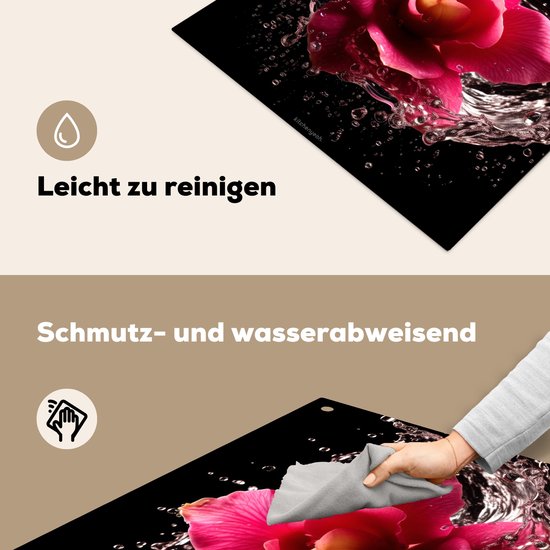 KitchenYeah® Protection plaque induction 60x55 cm - Rose - Fleur - Eau - Protege plaque de cuisson - Couvre plaque induction - Protecteur d'induction - Cuisine