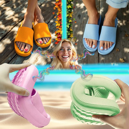 Klikkopers® - Cloud Dias - Slippers - Chaussons de bain - Chaussons de bain - Pantoufles - Léger - Super doux pour vos pieds - Antidérapant - Vert - 38-39