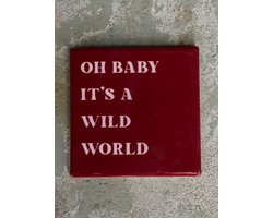 Tegeltje Oh baby it's a wild world | Hippe Spreuktegel | Nieuwe woning cadeau | Housewarming cadeau |Verjaardagscadeau | Birthday |Verjaardag |brievenbuscadeau