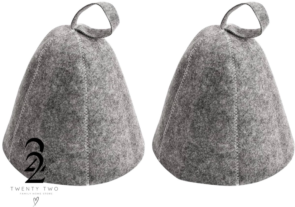 Twenty Two® Banya saunahoed 2 stuks (grijs) - Saunahoed voor tegen de hitte voor dames/heren - Bescherming voor je hoofdhuid in de sauna
