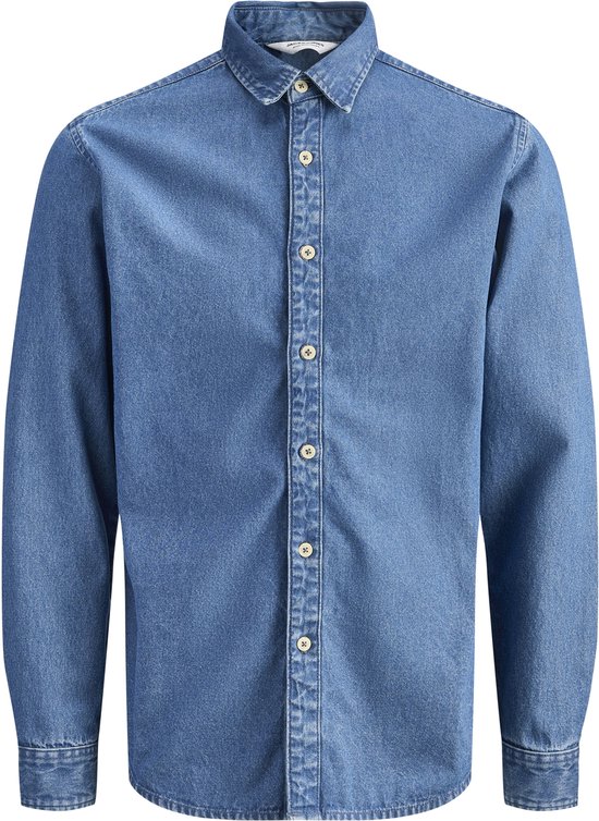 Blauwe spijkerstof blouse voor heren.
