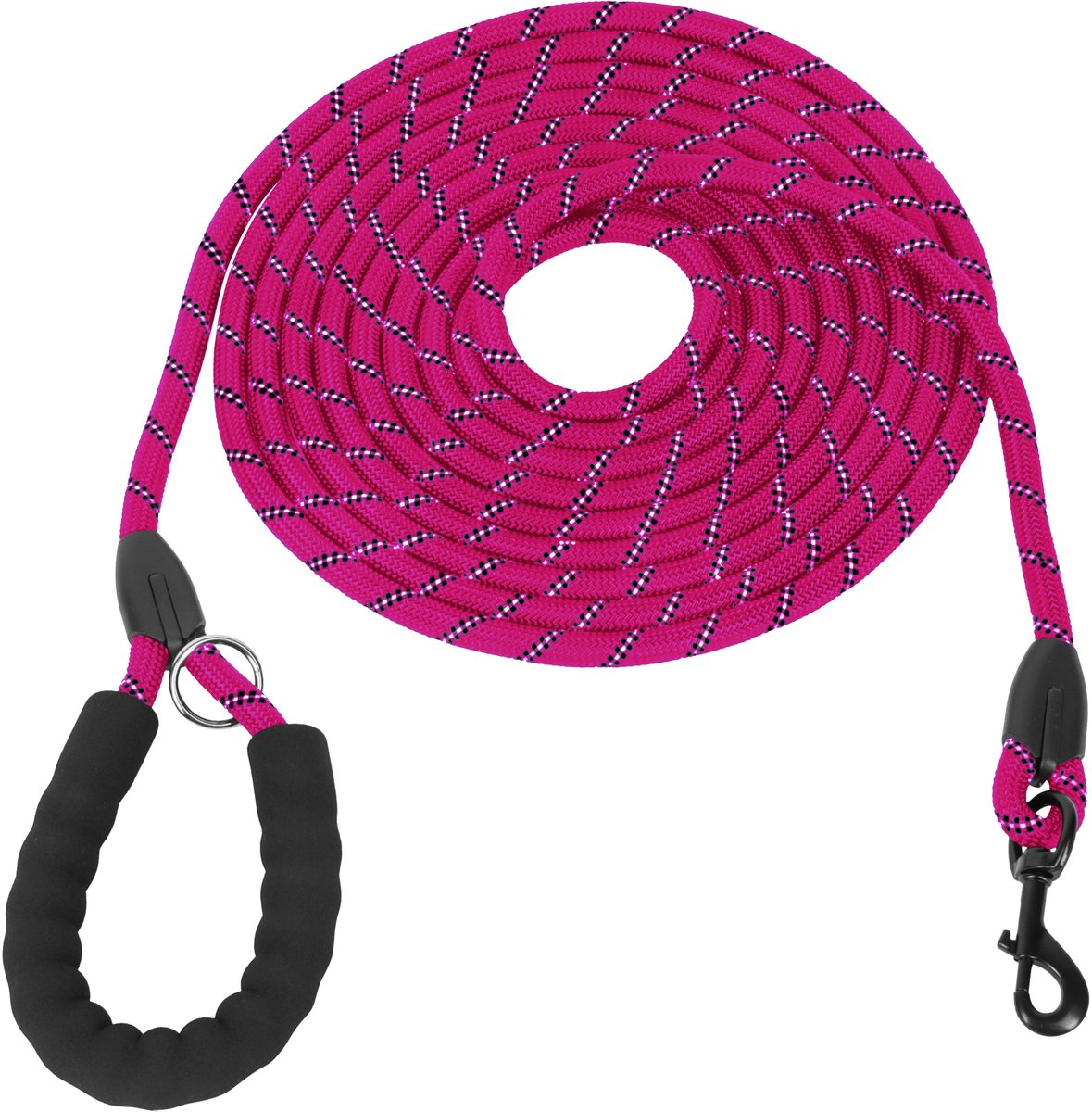 KCMultisupplies Hondenriem 5 Meter - Reflecterende Hondenlijn - Met Gevoerd Handvat - Geschikt voor Grote en Kleine Honden - Nylon Looplijn