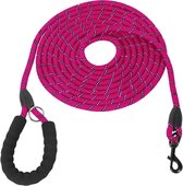 KCMultisupplies Hondenriem 5 Meter - Reflecterende Hondenlijn - Met Gevoerd Handvat - Geschikt voor Grote en Kleine Honden - Nylon Looplijn