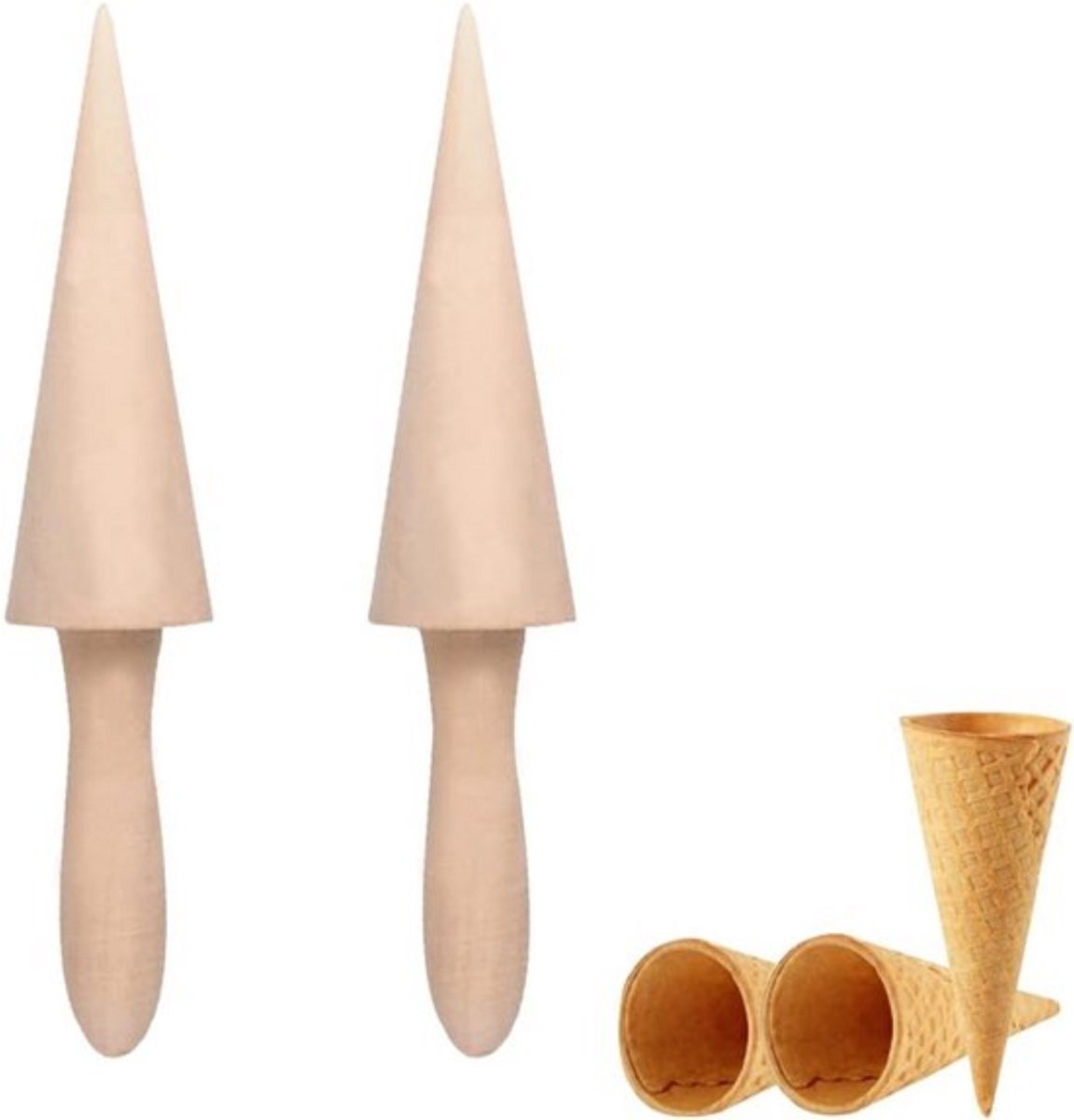 Wafelkegelroller, 2 stuks, wafelkegelroller, wafelhoorn, houten hoornvormer, wafelzakken, ijswafelvormer, wafelvorm, wafelhoorntje, wafelhoorntje, wafelhoorntje, wafelhoorntje, 2 stuks