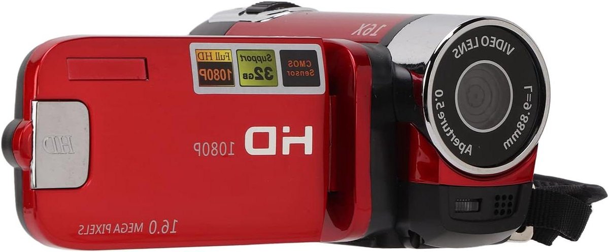 48MP Digitale Videocamera Camcorder 16X Digitale Zoomcamera Videorecorder 27 Inch 270 ° Draaibaar Scherm - Rood - Voor Beginners en Kinderen