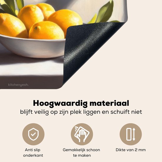 KitchenYeah® Protection plaque induction 57.6x51.6 cm - Citrons - Nature morte - Jaune - Protege plaque de cuisson - Couvre plaque induction - Protecteur d'induction - Cuisine