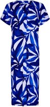 Robe Pastunette Feuilles Cobalt - Viscose - Blauw/ Wit - Taille 44