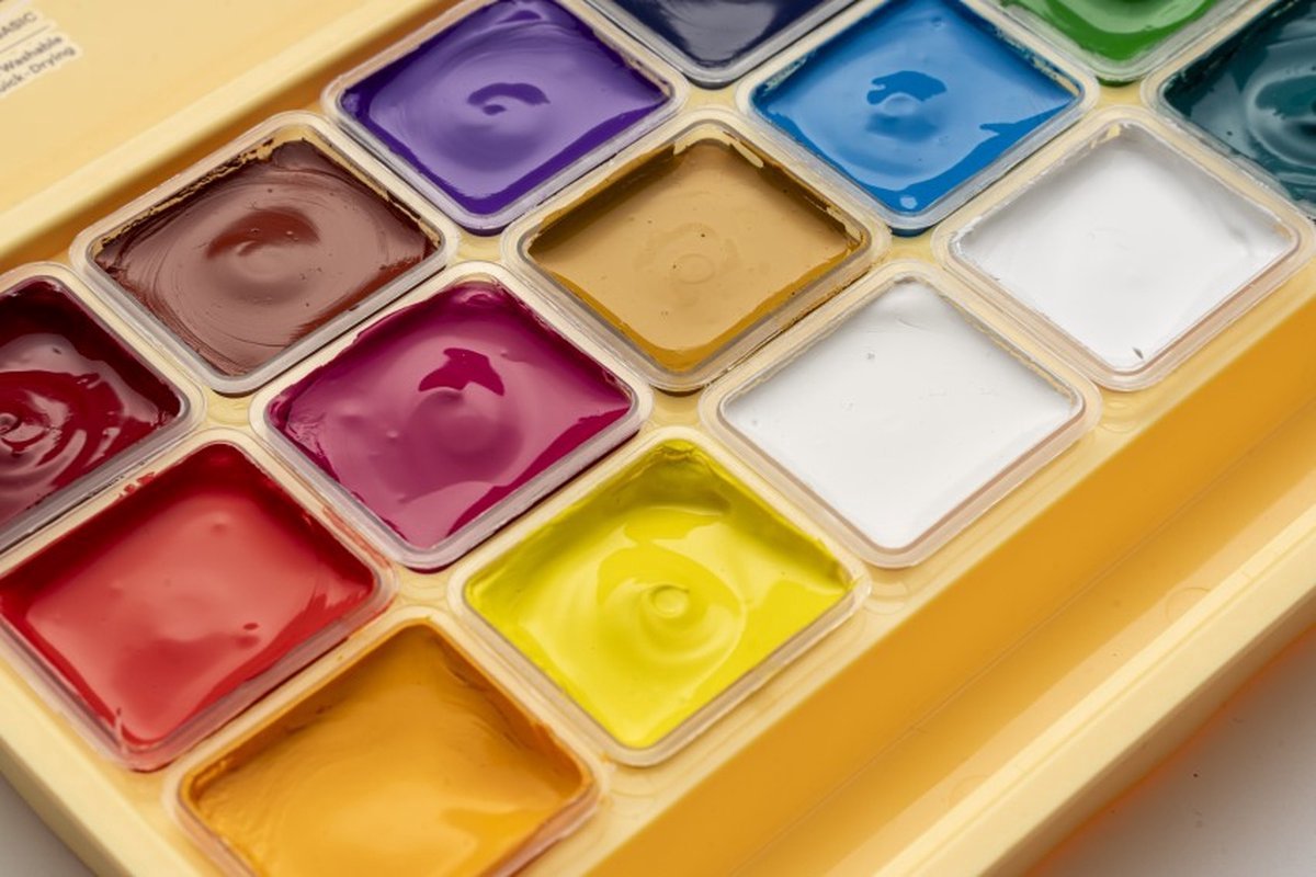 HIMI - Gouache - set van 18 kleuren - 30gr - 3 penselen - Geel — afbeelding 4