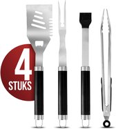 Lugia BBQ Accesoires Set - 4 delig - Barbecue Tang, Spatel, Borstel, en Vork - RVS Barbecue Gereedschap