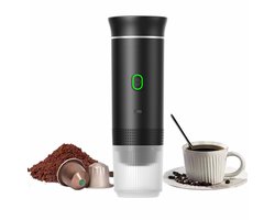 Draagbaar Koffiezetapparaat voor Onderweg - Draadloos voor in de Auto - 12 Volt - Espresso - Nespresso - Dolce Gusto - Capsule Koffie - Gemalen Koffie - Cups - Oplaadbaar - Draagbare Koffiemachine - Zwart