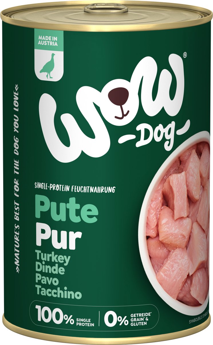 Wow WOW Graanvrij natvoer Adult Puur Kalkoen 6 x 400 gram - Hond