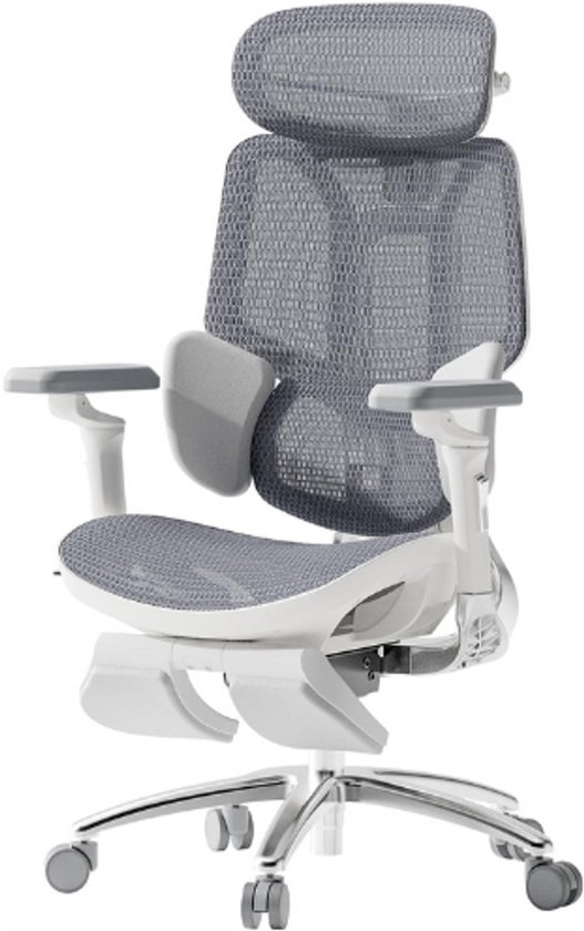 Hbada E3 Ultra Ergonomischer Bürostuhl, großer und hoher Bürostuhl – mit 3-Zonen-dynamischer Lendenwirbelstütze, 360° mechanischen Armlehnen, 4D-Verstellbarer Kopfstütze, Grau