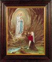 Maria  van Lourdes in houten frame (8320)