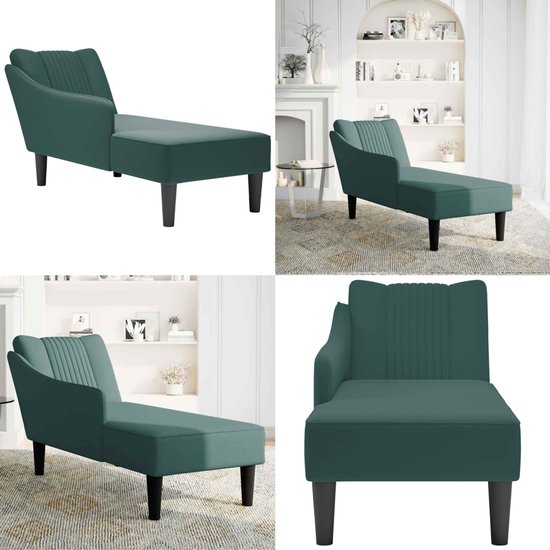 Chaise longue met opbergruimte fluweel donkergroen rechtszijdig PESSAC