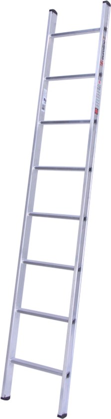 Zilverkleurige Euroline rechte ladder met 8 sporten.