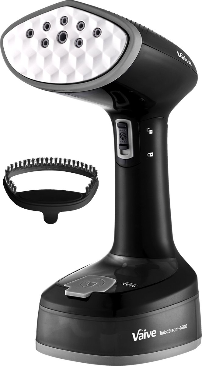 Bol.com VAIVE TurboSteam Kledingstomer Inklapbaar -1600W – Handstomer voor Kleding en Meubilair – Stoomapparaat – Steamer- Zwart aanbieding