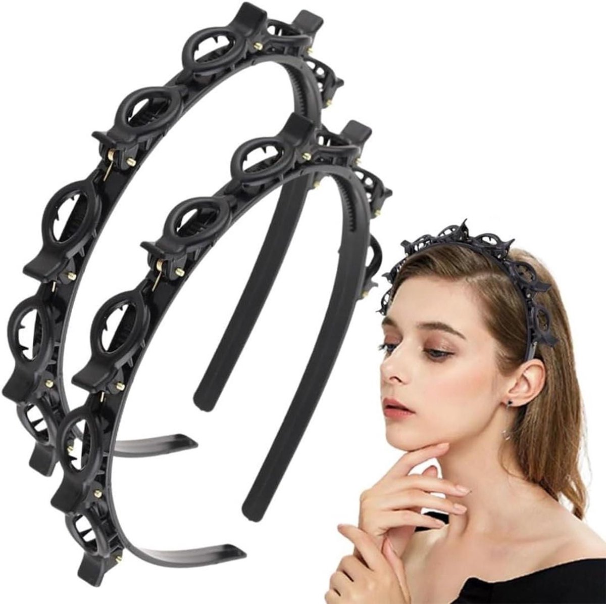 Dubbele Fringe Haarclip Vlecht Haarbanden Clips Unisex Haarband