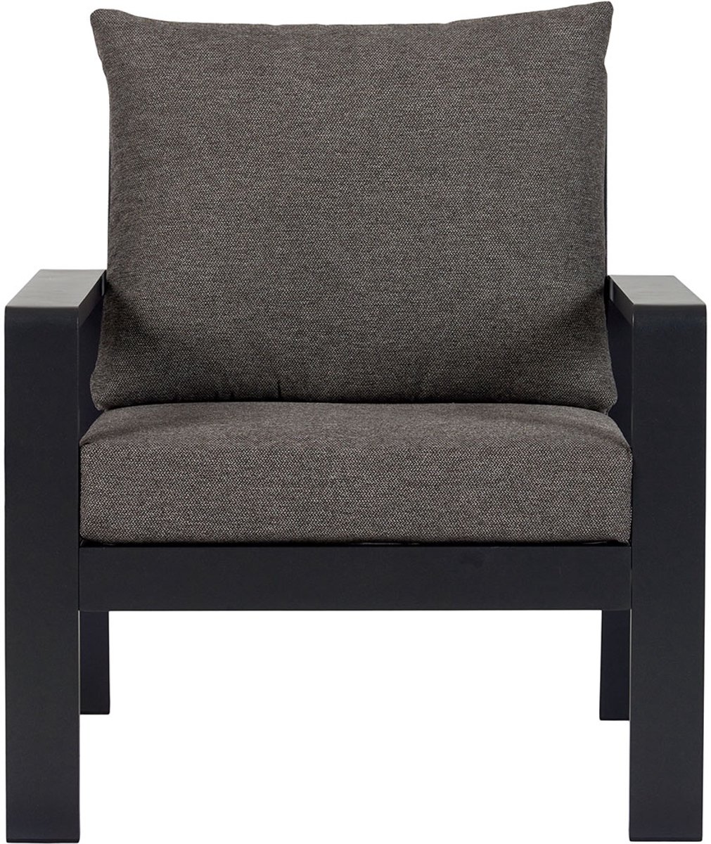 Lis lounge stoel met kussen zwart, grijs.