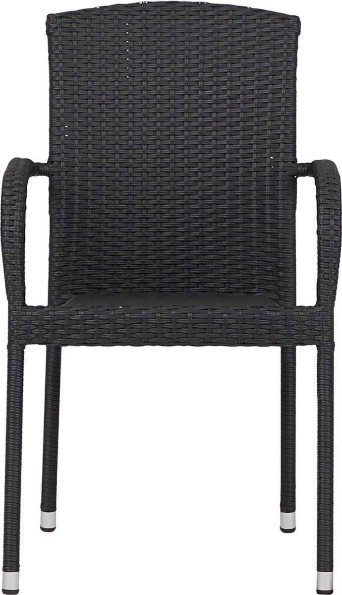 Anita tuinstoel polyrattan stapelbaar zwart.