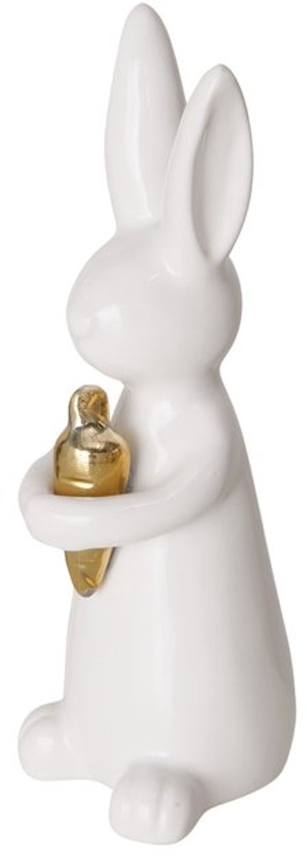 Boltze konijn met wortel in goudkleur . Set van 2 stuks