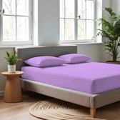 Saphira - Jersey Hoeslaken - Strijkvrij - Rondom Elastiek - Rekbaar - 30 cm Hoekhoogte - 100% Zachte Brushed Katoen - 120x200/220 +30cm - Lila