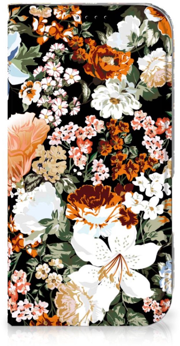 Smart Cover voor iPhone 16 Dark Flowers