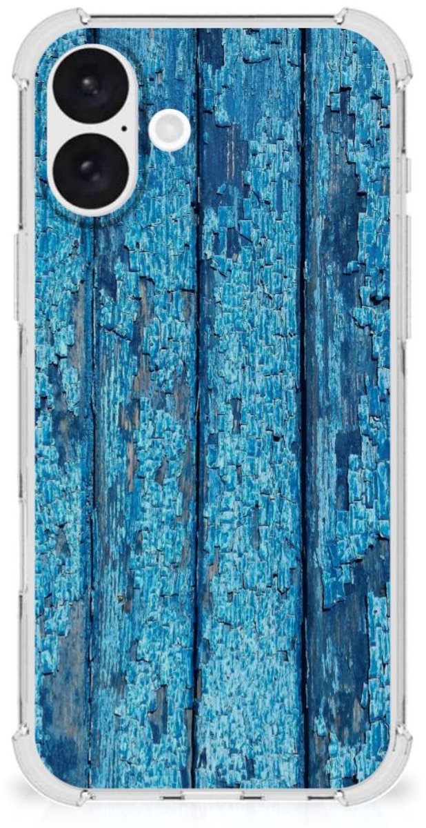 iPhone 16 Plus Stevig Telefoonhoesje Wood Blue