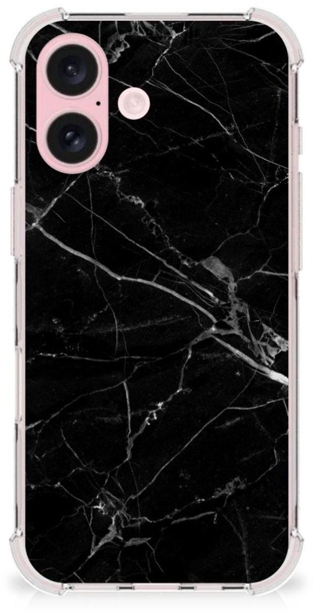 iPhone 16 Anti-Shock Hoesje Marmer Zwart - Origineel Cadeau Vader