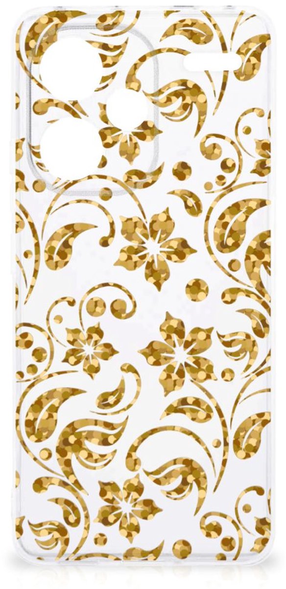 Back Cover voor Xiaomi Redmi Note 13 Pro Plus TPU Case Gouden Bloemen