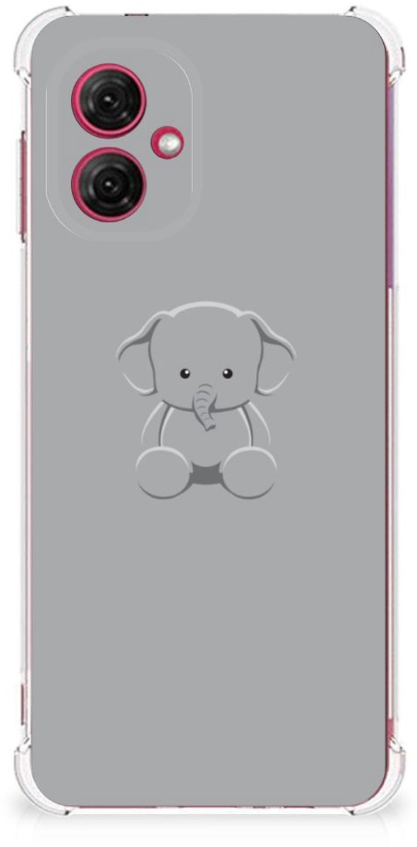 Motorola Moto G55 Stevig Bumper Hoesje Grijs Baby Olifant