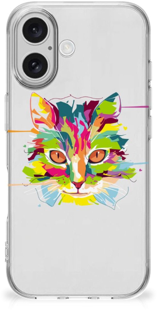 iPhone 16 Telefoonhoesje met Naam Cat Color