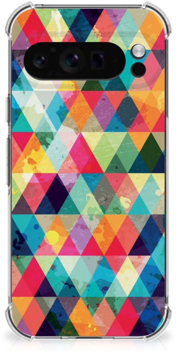 Google Pixel 9 Pro XL Doorzichtige Silicone Hoesje Geruit