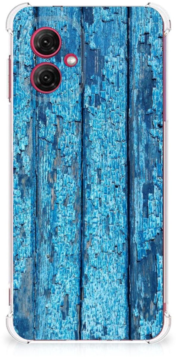 Motorola Moto G55 Stevig Telefoonhoesje Wood Blue