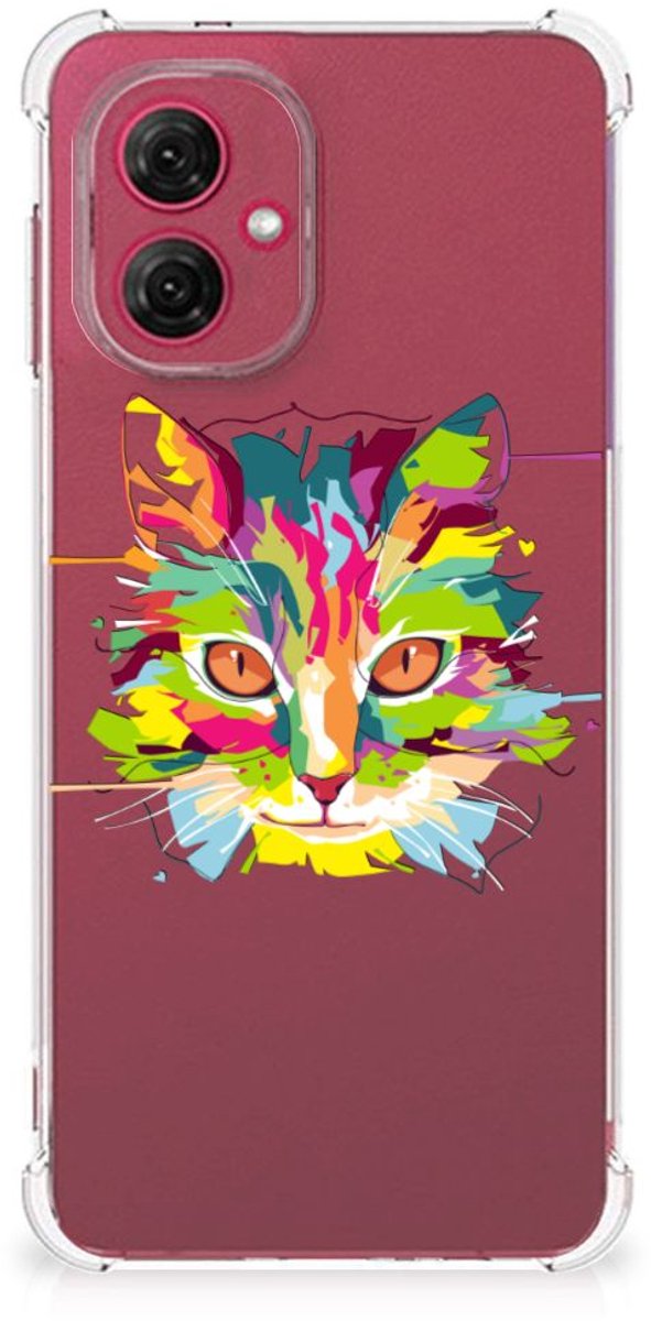 Motorola Moto G55 Stevig Bumper Hoesje Cat Color