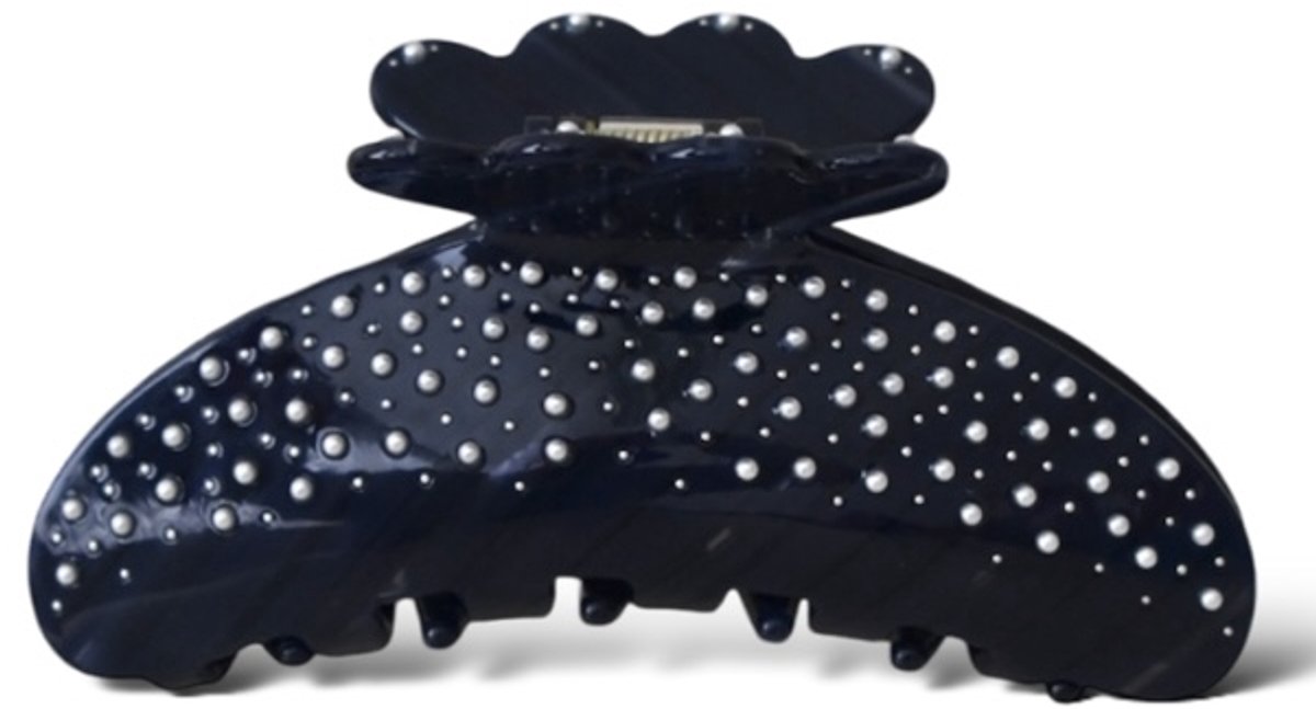 Made Somewhere - Sally parel haarklem donkerblauw - Navy haarclip - parel acetaat haarklem