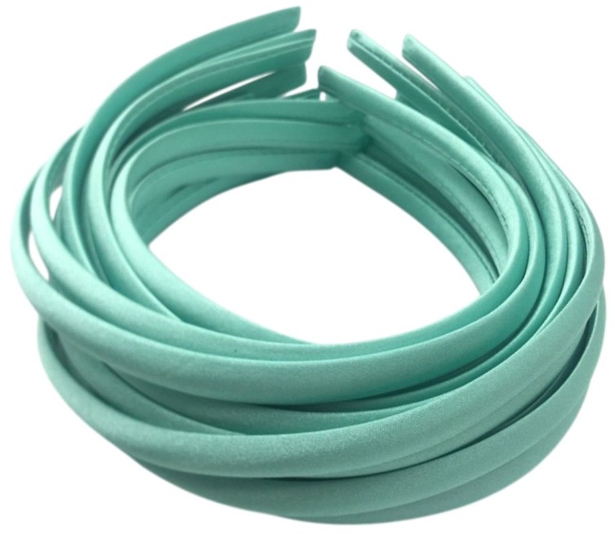 Fako Fashion - Diadeem - Hoofdband - Haarband - Satijn - 10mm - Mintgroen - 10 Stuks