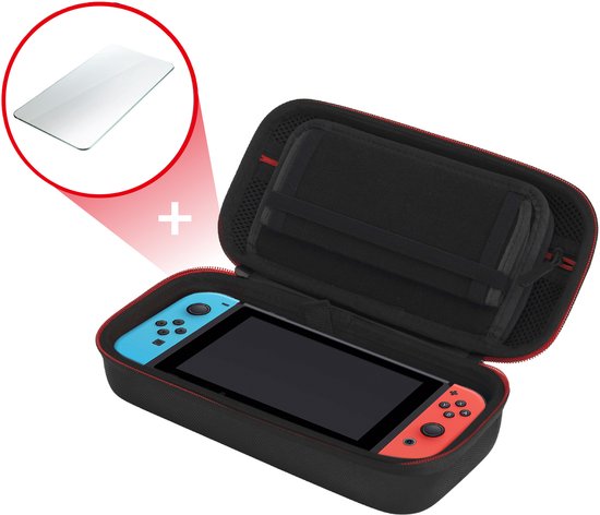 2BEFUN Case geschikt voor Nintendo Switch - Incl. Screenprotector - Hoes geschikt voor Nintendo Switch - Beschermhoes - Opbergtas - Accessoires - Zwart