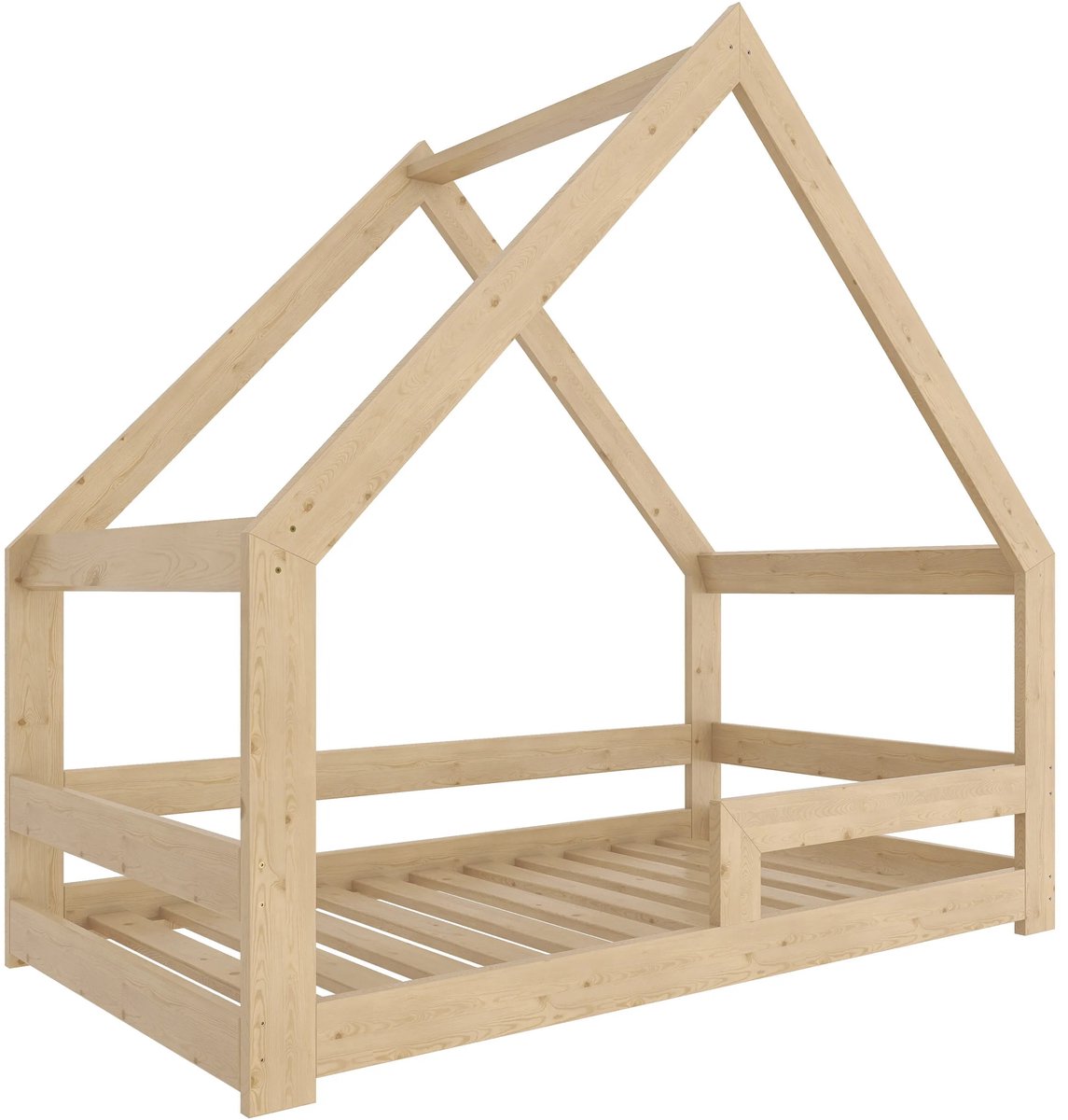 Need Sleep Montessori Huisbed 70x140 cm – Peuterbed met Valbeveiliging – Symmetrisch – Naturel Hout zonder schoorsteen