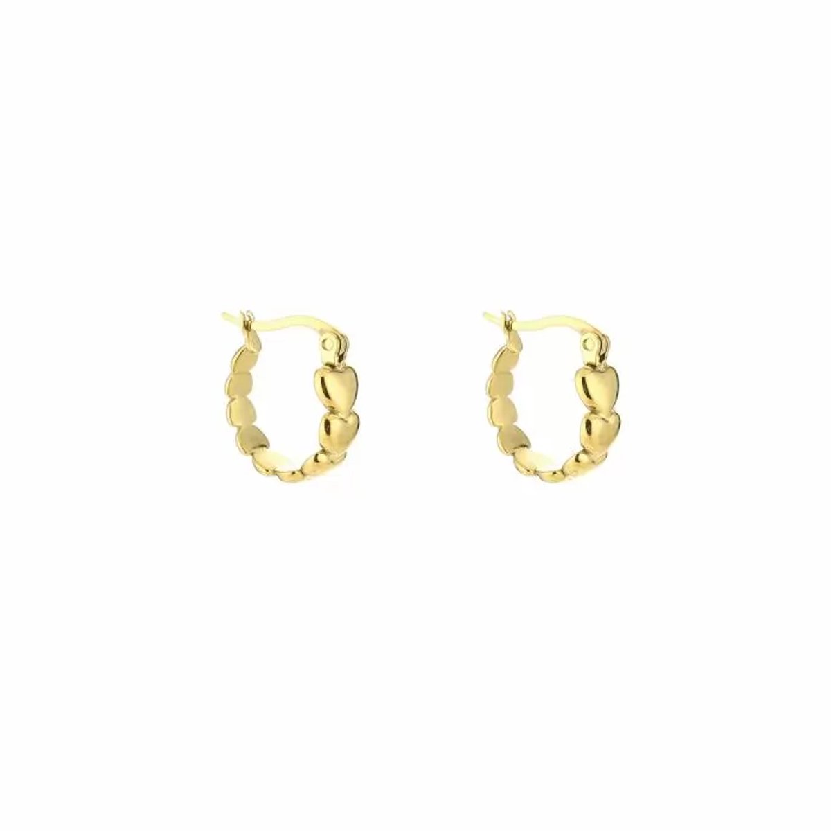 Oorbellen Stainless Steel - Goud - Hartjes