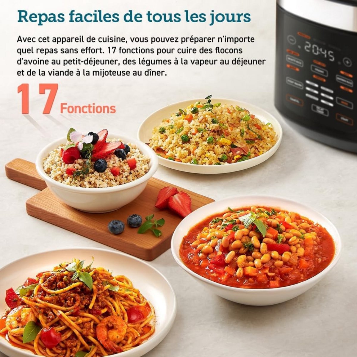 Afbeelding 2 van Slowcooker Met Timer - Digitale Slowcooker Met Timer - Programmeerbare Slowcooker - Hotpot - Elektrische Slowcooker - Binnenpan - Keramische Binnenpan - Timerfunctie - Warmhoudfunctie - Snelkookpan - Rijstkoker - RVS
