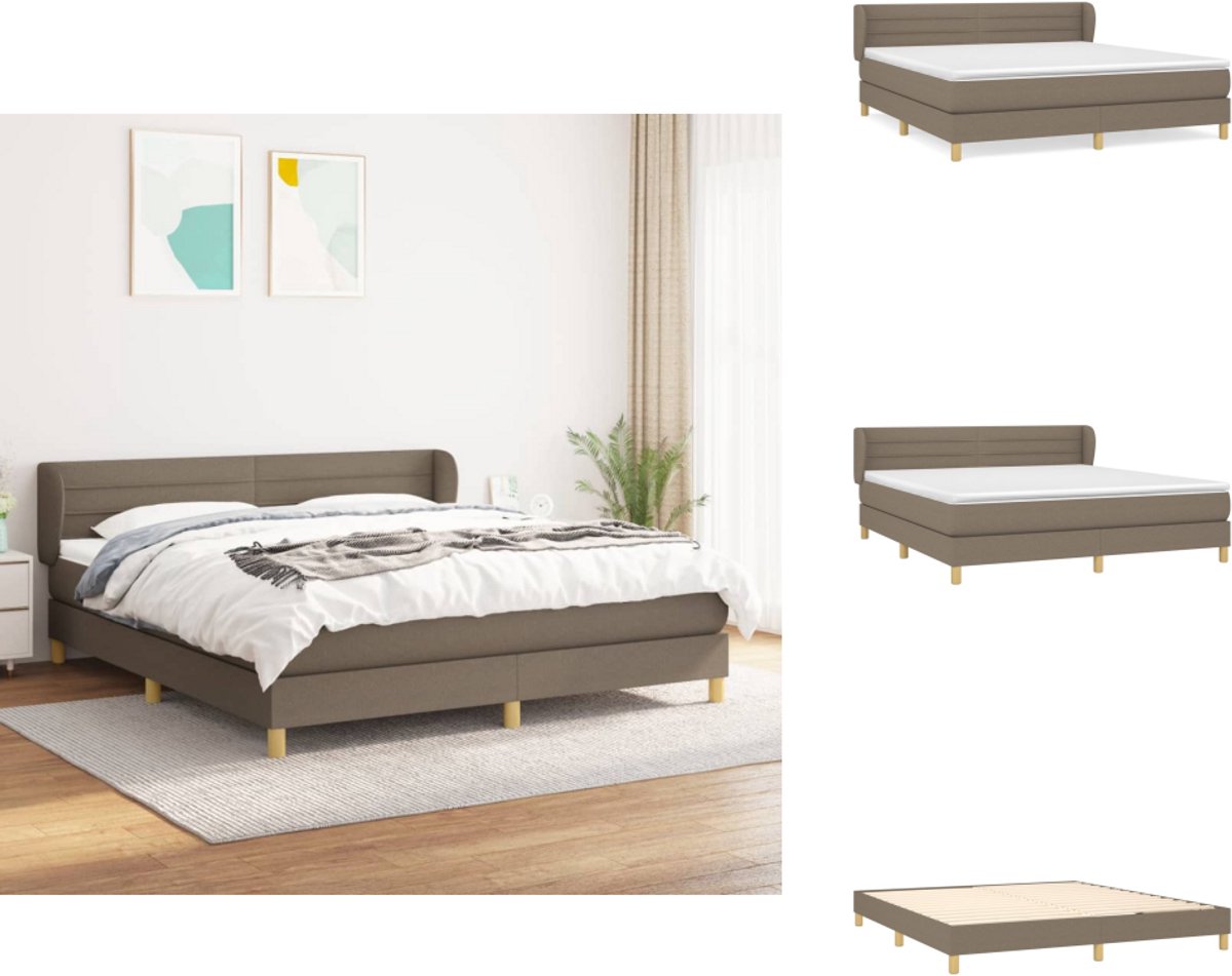 vidaXL Boxspring - Boxsprings - Bed - Slaapmeubel - Boxspring met matras stof taupe 180x200 cm