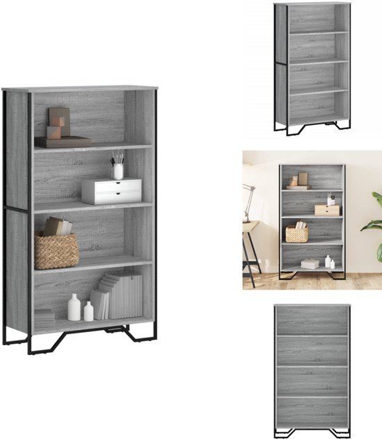 vidaXL Boekenkast 40,5x32,5x180 cm massief vurenhout en staal | Leen Bakker
