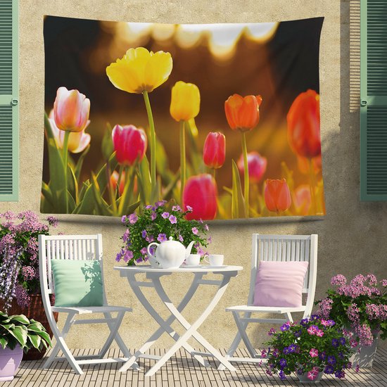Ulticool - Tulipes Fleurs Nature - Affiche Tapisserie - 200x150 cm - Groot tapisserie - Affiche Jardin Tapisserie