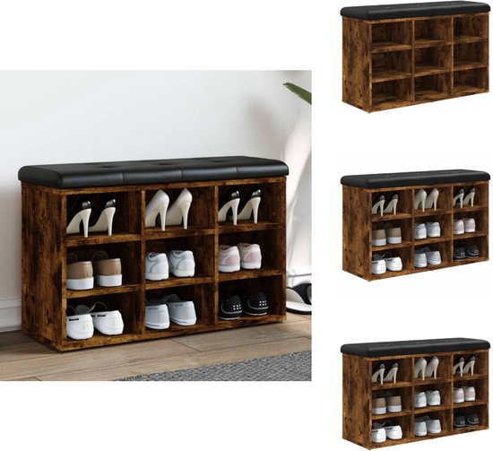Schoenenbank 82x32x50 cm bewerkt hout oud houtkleurig
