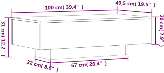vidaXL Salontafel 100 x 49,5 x 31 cm Bois Noir - Table basse - Tables basses - Table d'appoint - Table