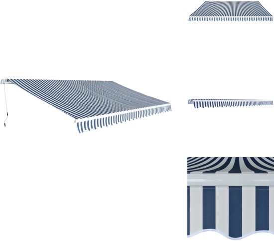 vidaXL Auvent réglable - Cadre en aluminium - Résistant aux UV et aux intempéries - Résistant à la saleté et à l'eau - Blauw et blanc - 500 cm de large - Longueur d'extension 300 cm - Auvent de fenêtre