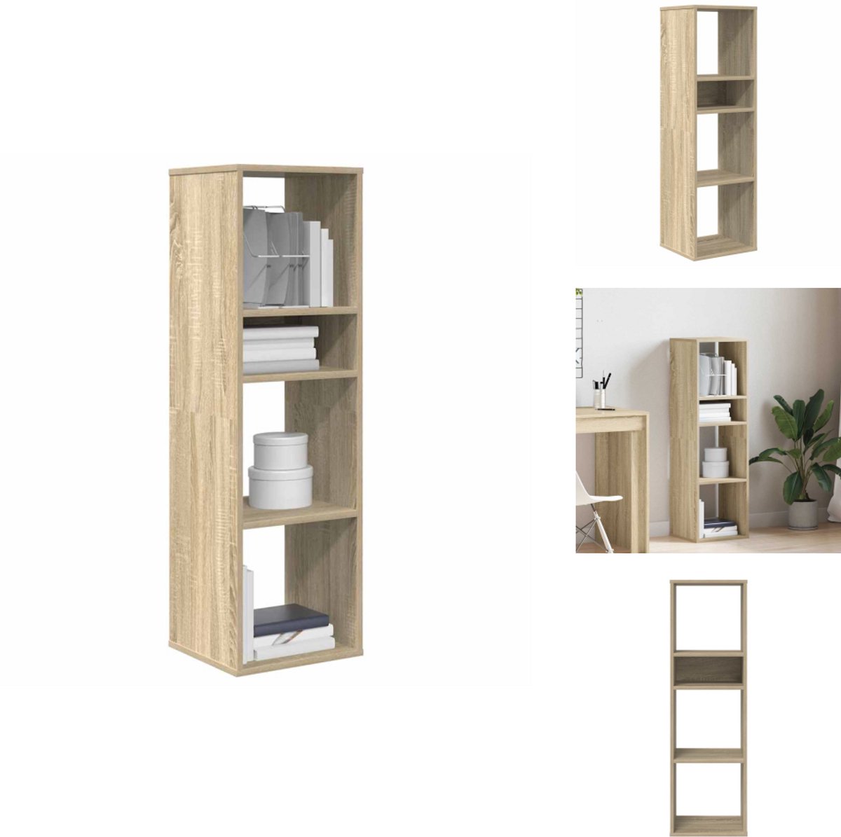 vidaXL Boekenkast 5-laags 45x23,5x162,5 cm hout bruin eikenkleurig, boeken plank, boekenkast industrieel, open boekenkast, schappenkast