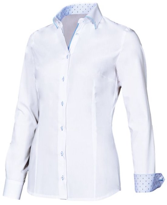 Giovanni Capraro 29323-31 Dames Blouse | maat 34 | wit, lichtblauw